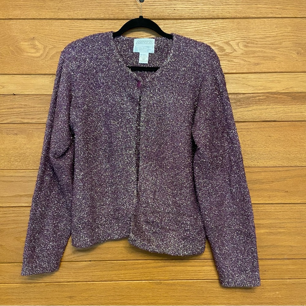 Vintage 90s purple metallic cardigan sweater